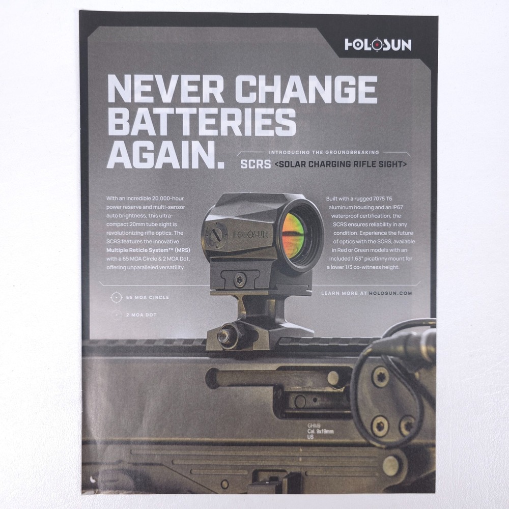 HOLOSUN SCRS Solar Charging Sight Print Advertisment Promo Rifle Optic Red Dot
